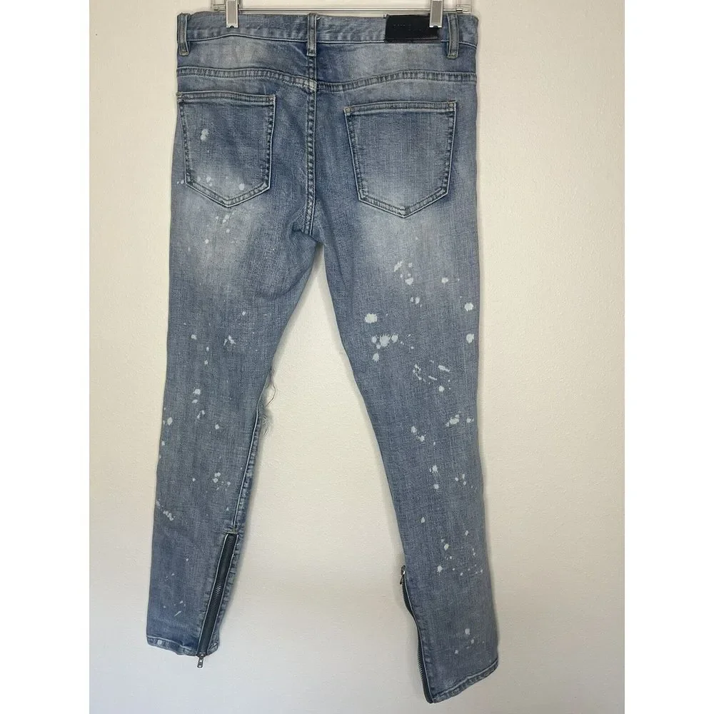 Embellish Brand Jeans Mens Size 30x31 Distressed‎ Destroy Paint Denim NYC Street - Picture 7 of 12